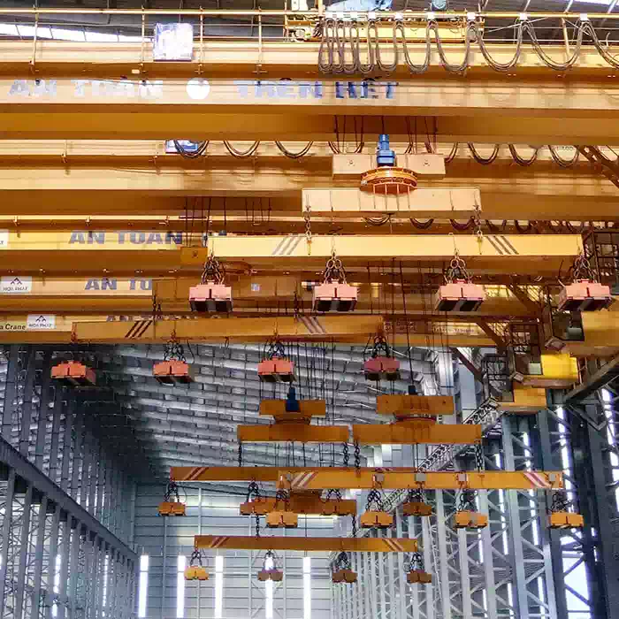 Export electromagnetic hanging beam bridge crane to a steel enterprise in Vietnam